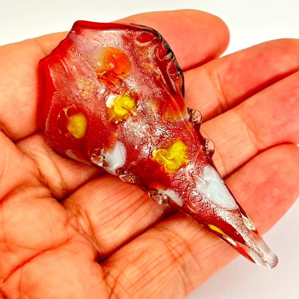 As Low As $2 Large Red Silvery Handmade Lampwork Glass Conch Pendant